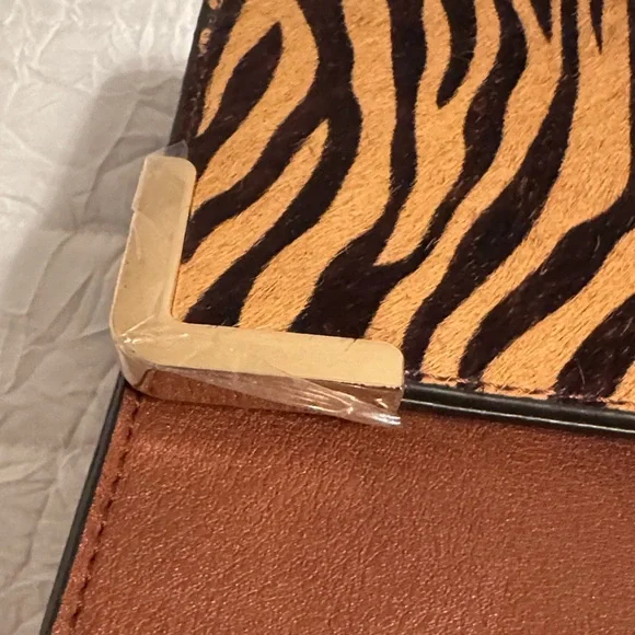 Dune LondonZebra Pattern Brown Satchel with Calf Hair. NWOT - Picture 3 of 12